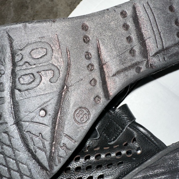 New A.S.98 Normie Wedge Black Leather Sandals Size 38 - Picture 7 of 7